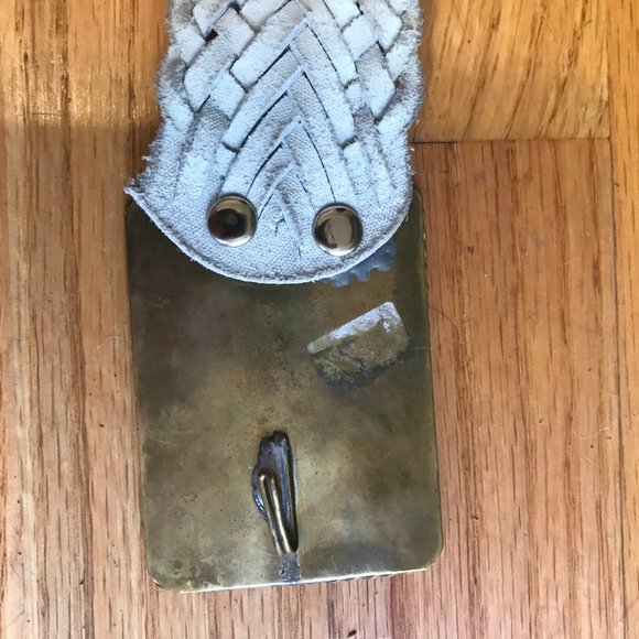 Vintage Woven Belt with Geometric Buckle - Picture 3 of 4